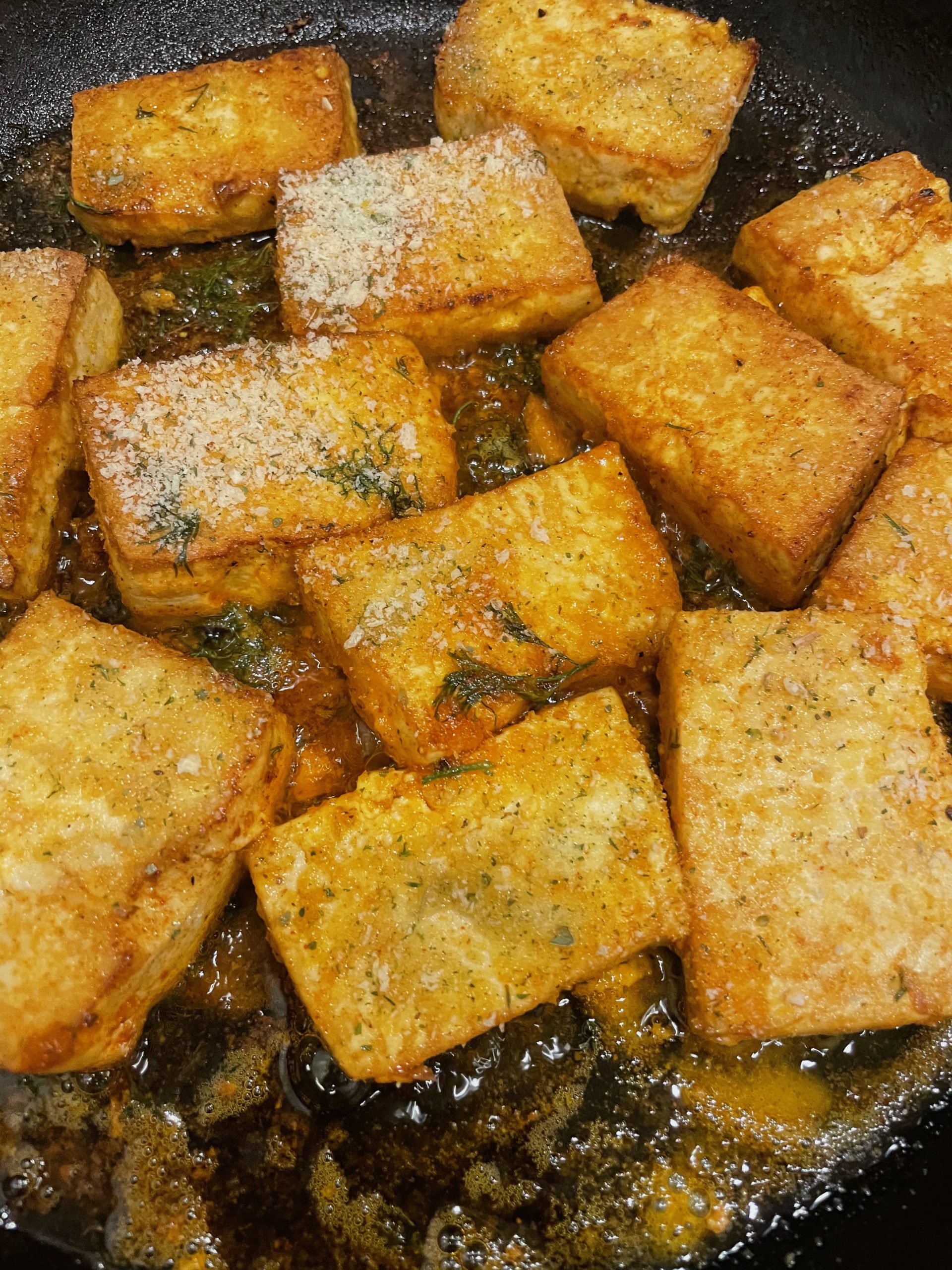 Tofu is frying!