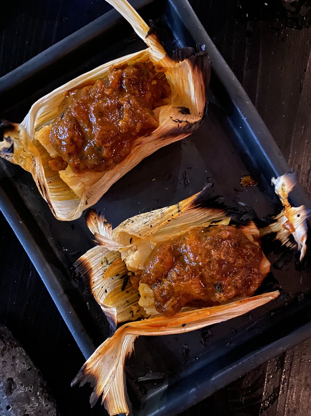 Tamales with salsa