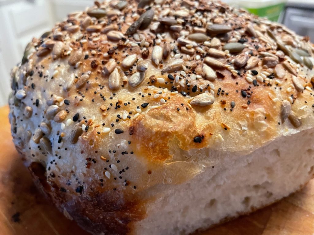 Ian loves baking - this is a seeded loaf he made.